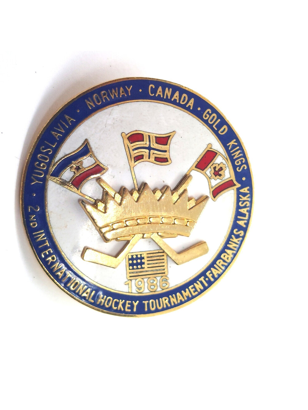 Fairbanks Alaska Hockey Pin 1986 International Tournament Enamel Vintage